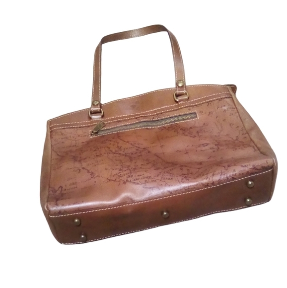 Patricia Nash Vintage MapTote Italian Leather Travel-Inspired Shoulder Bag - Picture 3 of 5
